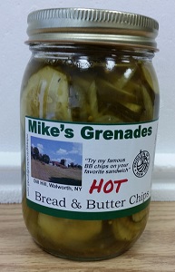 Mike's Grenades JALAPENO Bread & Butter Pickles! Pint size jar